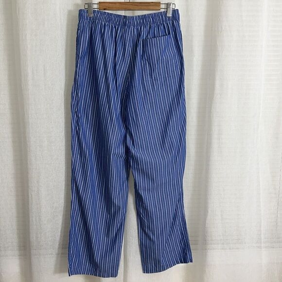 Brooks Brothers M Blue Green White Vertical Stripe 💯Cotton Drawstring PJ Pants - Picture 2 of 10